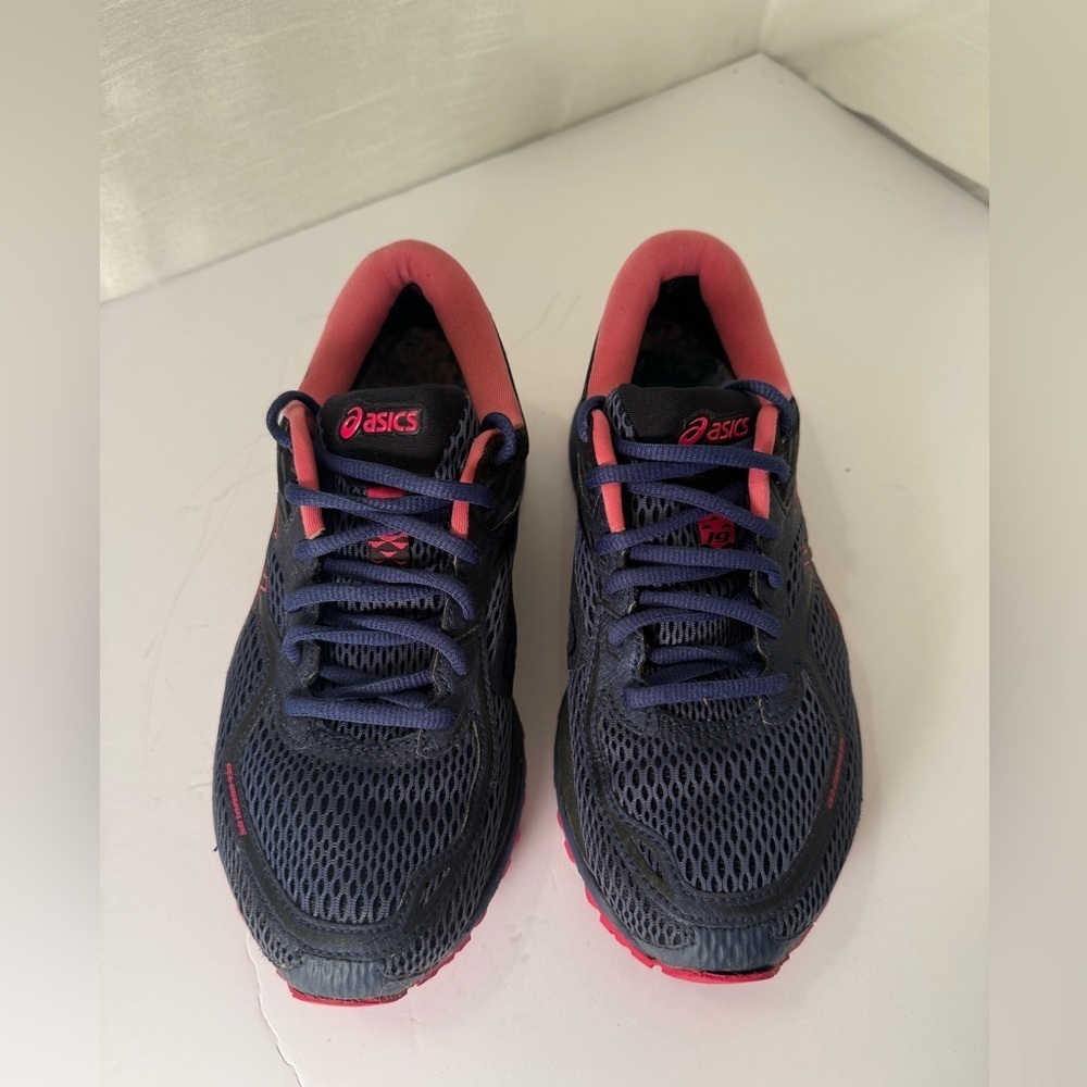 Asics Gel Cumulus 19 Lace Up Running Shoes Womens 6.5 Blue Pink Athleisure Gym